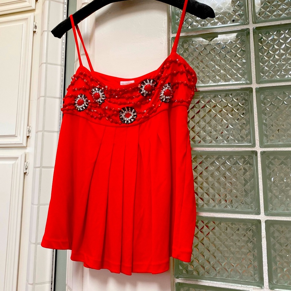 VALENTINO Y2K Red Beaded Camisole